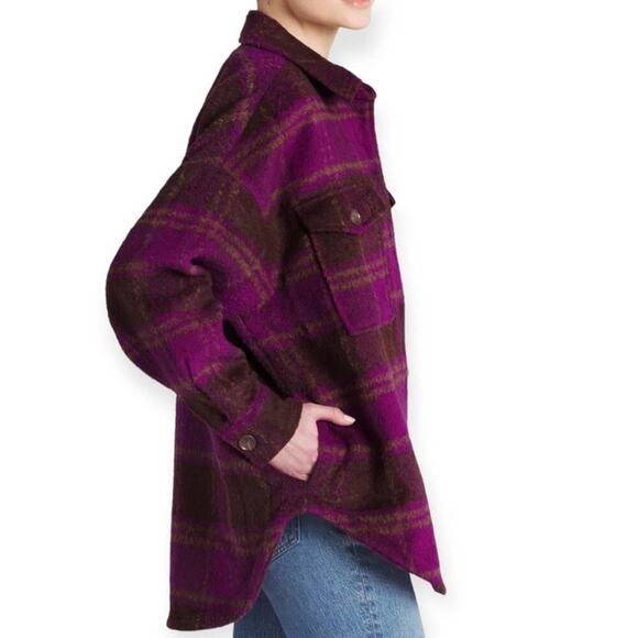 NWT Good American wool Blend Plaid Shacket Shirt Jacket Size Small Medium - Picture 4 of 12